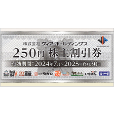 25,000円分　備長扇屋/パステル/ヴィアHD株主割引券500円×50枚